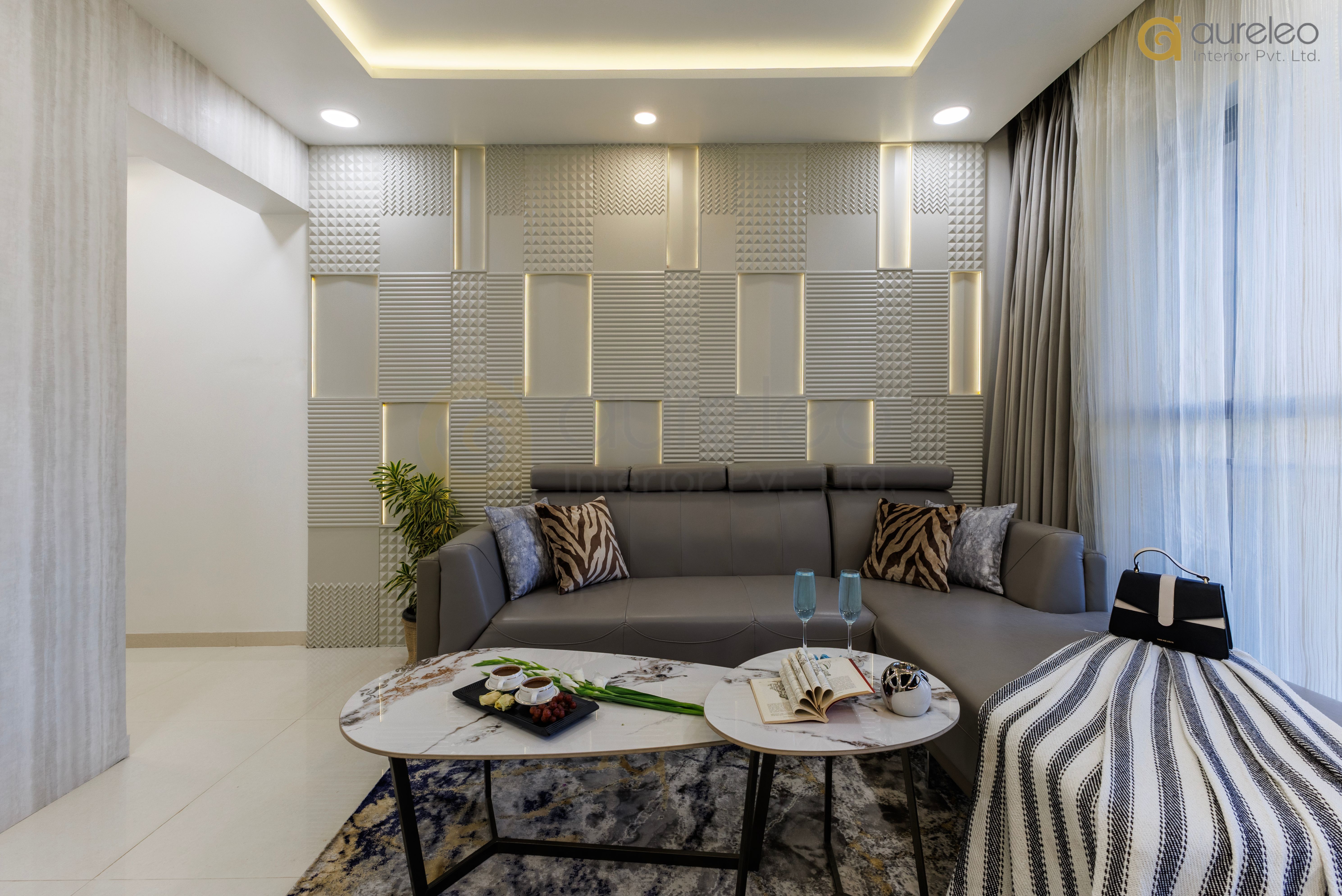 3D Geometric Backlit Relief Wall